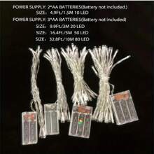 1 pieza Guirnalda de luces LED de hadas a prueba de agua para el hogar, jardín, bodas y decoraciones festivas - Funciona con batería para Halloween y Navidad