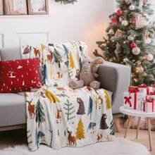 Christmas Throw 50x60 Inches Blanket Soft Reindeer Santa Blankets Flannel Fleece Red Snowflake Blanket Warm Winter Holiday Blanket For Couch,Bed