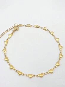Nooxian 1 buah Gelang Kaki Rantai Hati Stainless Steel yang Modis & Seksi, Jumlah Hati Acak - Yellow Gold - View 4