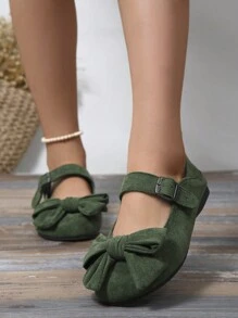 New Black Bow Decor Classic Beijing Cloth Shoes, Mothers Comfortable Flat Casual Slip-On Shoes For Work, Shopping Valentines