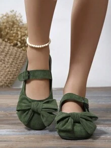 New Black Bow Decor Classic Beijing Cloth Shoes, Mothers Comfortable Flat Casual Slip-On Shoes For Work, Shopping Valentines