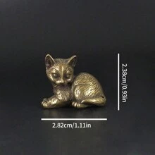 1 Mosiężna figurka kota, metalowa dekoracja retro, miniaturowa ozdoba krajobrazu