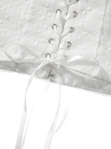 Women Skirt Set, V-Neck Tie-Up Camisole With Drawstring Slit Mini Bodycon Skirt Summer Outfit For Party Club - 白色 - 查看 10