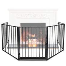 Daromigo Griglia di protezione per camino 304 cm, griglia di protezione per bambini, griglia per camino, griglia di protezione per forno, griglia protettiva in metallo per bambini, neonati, griglia per porta per la sicurezza dei bambini, elementi da 5 pezzi (60 x 76 cm ciascuno) nero