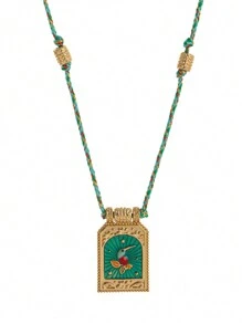 1 pièce Collier pendentif bohème chic avec charme en forme de cœur, corde colorée tressée à la main, parfait pour une tenue décontractée, les voyages, les sorties à la plage, cadeau de la Saint-Valentin, maman, mère, fête des mères