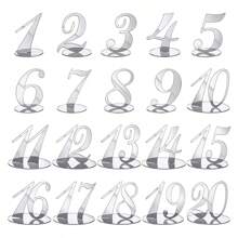 10 件优质银镜亚克力数字座位卡，优雅的婚礼桌名卡，六角形桌号和座位卡，适用于宴会、派对、生日、婚礼、圣诞节、万圣节和其他节日 - 銀色 - 查看 1