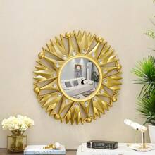 Set di 3 specchi da parete in plastica dorata creativa, decorazione da parete elegante e di lusso, senza elettricità necessaria (25 cm/9,84 pollici), ideale per soggiorno, camera da letto, ingresso, decorazione per la casa, ottimo regalo