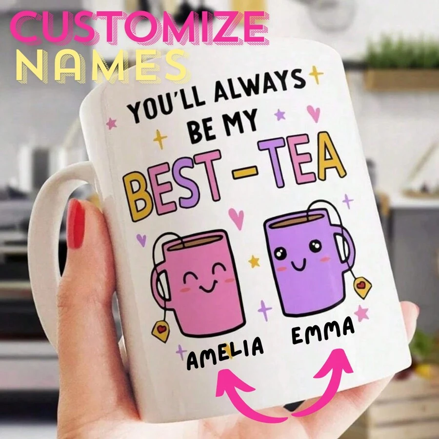 Quà tặng ngày lễ tình nhân, Quà tặng bạn thân, Quà tặng BFF, Quà tặng Giáng sinh, Đồ trang trí Giáng sinh, Đồ trang trí Giáng sinh, Quà tặng Lễ tạ ơn, Cốc tùy chỉnh, Cốc cà phê Gossby Friend - BẠN SẼ LUÔN LÀ TRÀ TỐT NHẤT CỦA TÔI - Quà tặng bạn thân dành cho phụ nữ - Quà tặng tình bạn Giáng sinh cho bạn nữ - Quà tặng sinh nhật bạn thân - Quà tặng BFF tuyệt vời - Cốc gốm 11oz & 15oz - Hồng - Xem 1