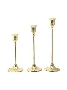 3 件烛台锥形烛台，黄铜金烛台套装烛台套装装饰烛台适用于婚礼派对餐厅 - 彩色 - 查看 28