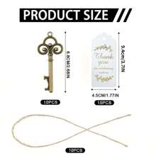 10 Sets Of Gift Sets For Key Bottle Openers, Including Thank-You Labels And Key Bottle Openers, Very Suitable Well As Small Gifts For Weddings, Birthdays, Parties, And Decorations