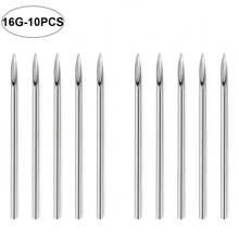 穿刺针 12G 13G 14G 16G 18G 20G 不锈钢穿刺针适用于鼻中隔环腹软骨耳屏耳轮耳甲舌唇眉环穿刺首饰 - 銀色 - 查看 21