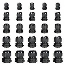 5Set (10pcs/Set)CABLE GLAND 6-12MM WATERPROOF IP68 COMPRESSION STUFFING LOCKNUT WASHER LED - Black - View 2