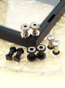 8 pièces/4 paires d'écarteurs d'oreilles en acier inoxydable et zircone double évasé de 4 mm à 14 mm. Bijoux de perçage du corps hypoallergénique pour les peaux sensibles. Boucles d'oreilles, bijoux d'oreilles pour femmes, été, plage, mariage