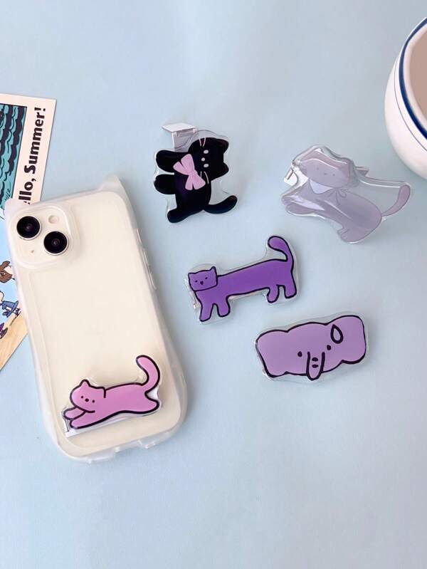 Cartoon Cat Animal Phone Stand, Elephant Animal Series Phone Stand, Foldable Phone Holder Compatible With IPhone, Android Phone, Gift For Birthday, Family, Friends Push-Pull Phone Grip, Phone Accessories