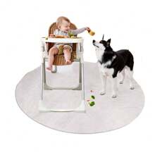 ICOPUCA 婴儿高脚椅底垫，塑料游戏垫，圆形防水高脚椅地板保护垫，防溅垫，用于玩耍和喂食的多用途游戏垫，透明，直径 50 英寸 - 無色 - 查看 3