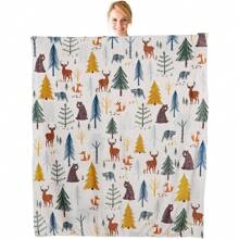 Christmas Throw 50x60 Inches Blanket Soft Reindeer Santa Blankets Flannel Fleece Red Snowflake Blanket Warm Winter Holiday Blanket For Couch,Bed