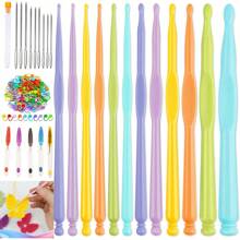 1pc-52 chiếc móc nhựa đan móc DIY, kim mũi lớn, đánh dấu mũi đan móc nhiều màu, kéo hình chữ U nhiều màu sắc dành cho người yêu thích đan móc để làm vớ, mũ, khăn quàng cổ, túi xách (Màu ngẫu nhiên) - Nhiều màu - Xem 1
