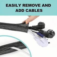 1m - 6mm Inch Cord Protector Wire Loom Tubing Cable Sleeve Split Sleeving For USB Power, Audio Video Cable - Protect Cat From Chewing - Black - View 7