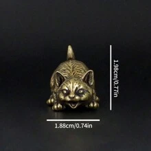 1 Mosiężna figurka kota, metalowa dekoracja retro, miniaturowa ozdoba krajobrazu