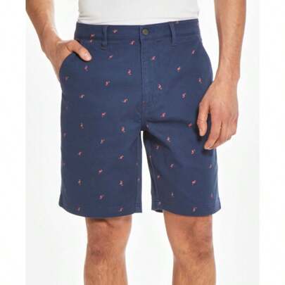 Mens Stretch Twill Printed Flat Front Shorts