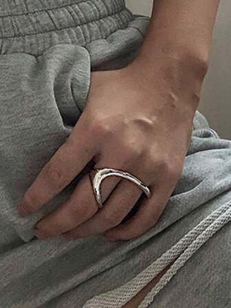 1 szt. Europejski i amerykański styl asymetryczny geometryczny pusty otwarty pierścień dla kobiet, minimalistyczny design