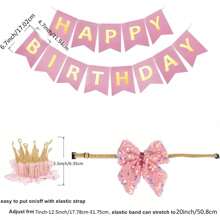 1 Set Of Birthday Dog Party Supplies - Dog Birthday Pet Girl Set Dog Birthday Bandage - Pink Skirt Crown Hat Scarf Happy Birthday Banner (Pink, Large)