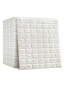 10 Piezas 3d Ladrillo Patrón Autoadhesivo Papel Pintado Impermeable Para Baño Cocina Telón De Fondo Para La Decoración Del Hogar - Blanco - Ver 1