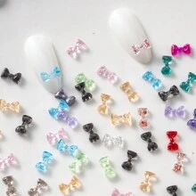 200 件可爱迷你蝴蝶结和蝴蝶美甲水钻装饰，DIY 少女美甲饰品美甲用品美甲饰品美甲宝石 - 彩色 - 查看 2