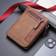 1 pieza Cartera corta vintage con múltiples ranuras y funciones para hombre, adecuada para adolescentes, uso casual, al aire libre, deportivo, viajes, regalos de graduación, accesorios de cumpleaños