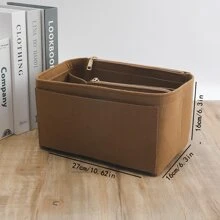 1 件小号/中号/大号/特大号多功能内衬包、化妆包、洗漱包、收纳包、可折叠、可拆卸 - 棕色 - 查看 11