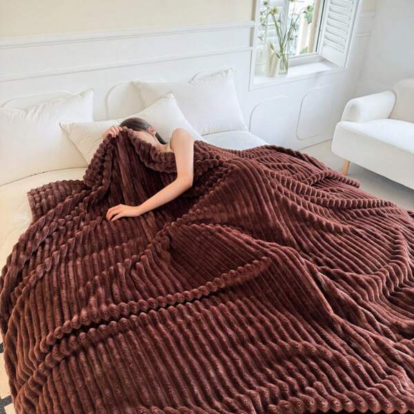 1 pieza Manta suave y acogedora de unicolor, manta mullida y delicada, de uso múltiple como manta de viaje, manta de cama, manta de sofá, manta para exteriores, manta de oficina, adecuada para todas las estaciones, decoración de dormitorio, regalo perfecto para amigos y familia