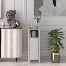 Freestanding Wooden 2-Tier Cabinet Bathroom Large Storage Organizer W/Open Shelf - White - View 6