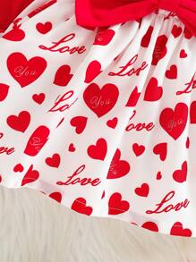 Baby Girl Halloween Ghost, Bat, Pumpkin Print Round Neck Cap Sleeve Bodysuit, Skirt And Headband 3pcs Set, Autumn/Winter - Red - View 6