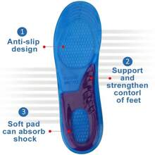 Silicone Insole Sports Non-Slip Mat, Unisex, Relieve Pressure, Long Standing Without Tiring Feet, Shoe Accessories, Back To School Supplies, Boots Accessories For Shoes For Women, For Outdoor, Sport, Travel, Household, Office, School - Blue - View 5