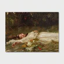 1件經典維多利亞哥德風 Ophelia 藝術版畫海報－無框畫布牆飾，適合客廳、臥室、居家辦公室－神秘美學藝術作品 - 彩色 - 查看 10