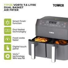 7.6L Vortx Dual Basket Air Fryer With 6 Pre-Set Functions - Grey - View 2