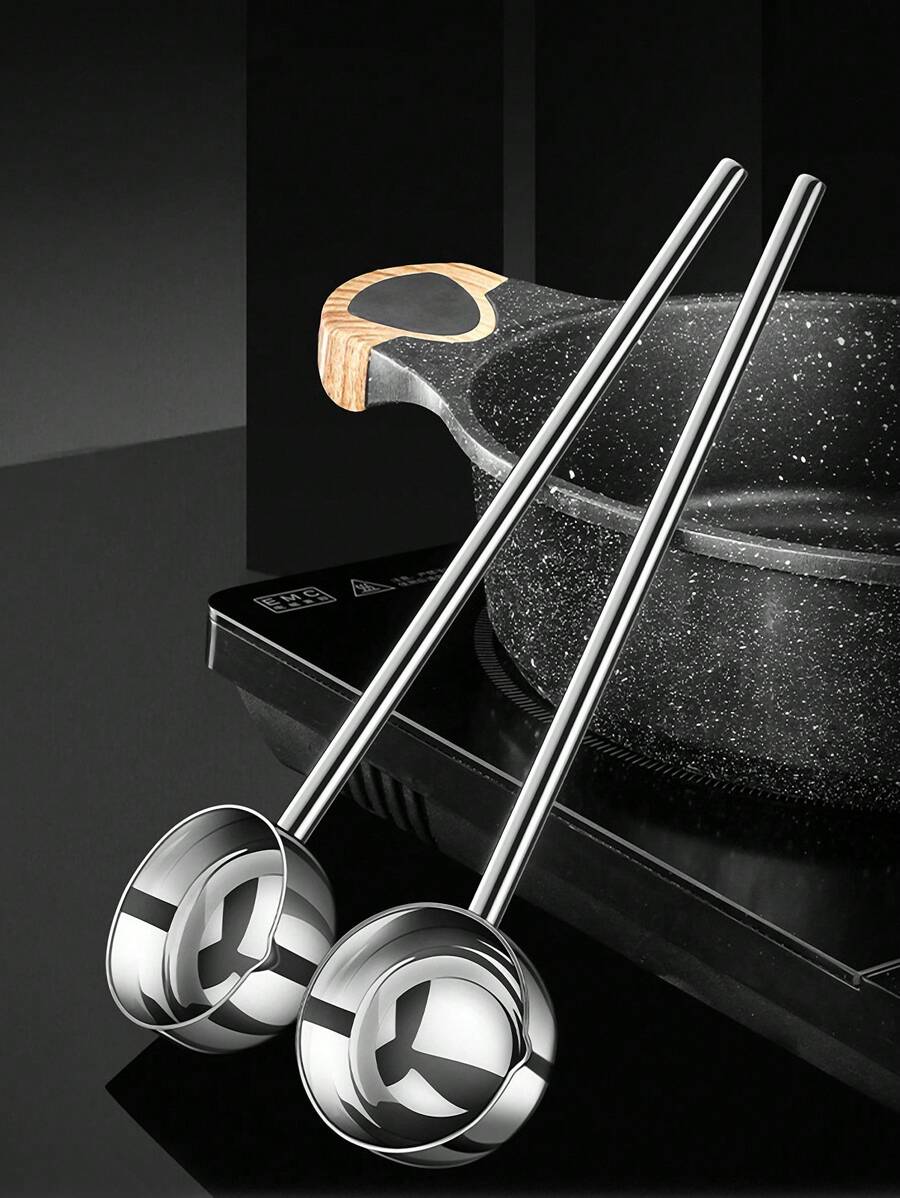 1 件 304 不锈钢长柄油勺，适用于烘焙、舀汤、火锅、调味