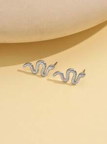 1 Pair Geometric Asymmetrical Snake Design Luxury Earrings Accessories