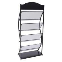Rainaut Floor-Standing Magazine Rack Information Rack Storage Rack Newspaper Rack Display Rack Manual Book Rack Single Page Simple Iron (Black) - Black - View 7