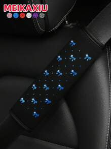 MEIKAXIU 1 件闪亮蝴蝶结 Bling Bling 柔软面料汽车安全带肩垫装饰，防夹缓解舒适汽车内饰配件，适合女性