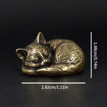 1 Mosiężna figurka kota, metalowa dekoracja retro, miniaturowa ozdoba krajobrazu