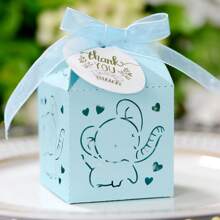 10 cajas de regalo con temática de elefante hechas de papel perlado con lazos - perfectas para fiestas de cumpleaños, baby showers, bodas - tamaño 5x5x8cm para empacar caramelos y chocolates (sin incluir etiquetas de agradecimiento)