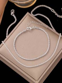 1 set minimalistische glanzende sterrenhemel ketting en armband sieradenset, sleutelbeenketting en choker ketting [geen doosverpakking]