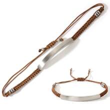 1 pièce Bracelet corde tressée fait main personnalisé, bracelet en pierre gravé personnalisé, convient pour le port quotidien, l'anniversaire de couple, la Saint-Valentin, l'anniversaire, les festivals, cadeau de couple de la Saint-Valentin, argent, stylé, coloré, vintage, simple, unisexe, décontracté, mignon, personnalisé, unique, idéal pour lui, idéal pour elle, elle, petit ami, petite amie, papa, maman, famille, amis, pour les anniversaires, pour les anniversaires, pour la remise des diplômes, pour le bal de promo, pour la fête, cadeaux pour la fête des mères