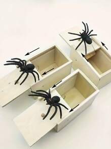 1pc Wooden Spider Prank Box - Funny Gag Gift Practical Joke Kit For Various Room Types, Indoor & Outdoor Use, Holiday Themed For Halloween, Christmas, Easter, Thanksgiving, Without Electricity