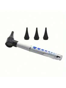 2 linternas LED para otoscopio, lupa para el cuidado de los oídos con 4 cabezales, herramienta para el cuidado de los oídos para adultos y mascotas, tamaño de bolsillo, sin batería - 2 piezas azul blanco - Ver 2