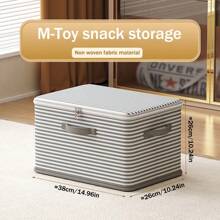 Non-Woven Fabric Clothes Storage Box, Foldable Striped Storage Container With Lid For Home, Dorm Closet Organizer - Layer - View 13