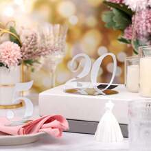 10 件优质银镜亚克力数字座位卡，优雅的婚礼桌名卡，六角形桌号和座位卡，适用于宴会、派对、生日、婚礼、圣诞节、万圣节和其他节日 - 銀色 - 查看 6