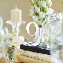 10 件优质银镜亚克力数字座位卡，优雅的婚礼桌名卡，六角形桌号和座位卡，适用于宴会、派对、生日、婚礼、圣诞节、万圣节和其他节日 - 銀色 - 查看 2