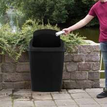 4 Pack 70 Liter Garbage Can, Black Trash Bin With Swing Lid, Plastic Garbage Can Swing Cover - Black - View 4